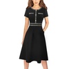 image:imageVFSHOW Womens Buttons Pockets Work Office Business Casual ALine DressesBlack