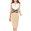 image:imageVFSHOW Womens Front Zipper Work Office Business Casual Church Sheath DressOff Whiteblackapricot