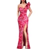 image:imageVFSHOW Womens Ruffle One Shoulder Formal Prom Gala Maxi Dress Evening GownHot Pink Floral Print