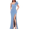 image:imageVFSHOW Womens Ruffle One Shoulder Formal Prom Gala Maxi Dress Evening GownSparkly Light Blue