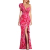 image:imageVFSHOW Womens Ruffle One Shoulder Wedding Formal Prom Evening Maxi DressPink Floral Print