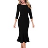 image:imageVFSHOW Womens Vintage Elegant Cocktail Party Bodycon Mermaid Midi DressesBlack