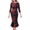 Black With Red Floral Print