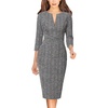 image:imageVFSHOW Womens Work Business Office Zipper Up Slim Bodycon Sheath DressBlack Tweed