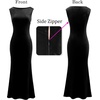 image:imageVFSHOW Womens Boat Neck Cocktail Wedding Guest Bodycon Evening Long DressBlack Velvet