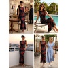 image:imageVFSHOW Womens Boat Neck Cocktail Wedding Guest Bodycon Evening Long DressBlack With Red Floral Print