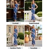 image:imageVFSHOW Womens Boat Neck Cocktail Wedding Guest Bodycon Evening Long DressBlue Floral Printb
