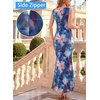 image:imageVFSHOW Womens Boat Neck Cocktail Wedding Guest Bodycon Evening Long DressBlue Floral Printb