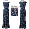 image:imageVFSHOW Womens Boat Neck Cocktail Wedding Guest Bodycon Evening Long DressBlue and Black Leopard Print