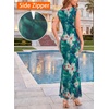 image:imageVFSHOW Womens Boat Neck Cocktail Wedding Guest Bodycon Evening Long DressGreen Floral Printb