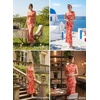 image:imageVFSHOW Womens Boat Neck Cocktail Wedding Guest Bodycon Evening Long DressOrange Floral Print