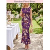 image:imageVFSHOW Womens Boat Neck Cocktail Wedding Guest Bodycon Evening Long DressPurple and Multi Floral Print