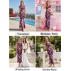 image:imageVFSHOW Womens Boat Neck Cocktail Wedding Guest Bodycon Evening Long DressPurple and Multi Floral Print