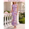 image:imageVFSHOW Womens Boat Neck Cocktail Wedding Guest Bodycon Evening Long DressPurple and Multi Floral Printb