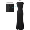 image:imageVFSHOW Womens Boat Neck Cocktail Wedding Guest Bodycon Evening Long DressSolid Black