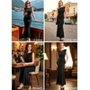 image:imageVFSHOW Womens Boat Neck Cocktail Wedding Guest Bodycon Evening Long DressSolid Black