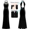image:imageVFSHOW Womens Formal Halter Keyhole Back Prom Gala Maxi Dress Evening GownBlack Velvet