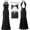 image:imageVFSHOW Womens Formal Halter Keyhole Back Prom Gala Maxi Dress Evening GownSolid Blackwithout Glitter