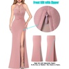 image:imageVFSHOW Womens Formal Halter Keyhole Back Prom Gala Maxi Dress Evening GownSparkly Dusty Pink