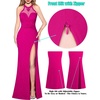 image:imageVFSHOW Womens Formal Halter Keyhole Back Prom Gala Maxi Dress Evening GownSparkly Hot Pink