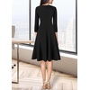 image:imageVFSHOW Womens Front Zipper Work Business Casual Office Church A Line DressBlack With White Piping