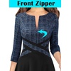 image:imageVFSHOW Womens Front Zipper Work Business Casual Office Church A Line DressBlue Tweed and Black