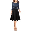 image:imageVFSHOW Womens Front Zipper Work Business Casual Office Church A Line DressBlue Tweed and Black