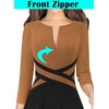 image:imageVFSHOW Womens Front Zipper Work Business Casual Office Church A Line DressBrown and Black