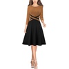 image:imageVFSHOW Womens Front Zipper Work Business Casual Office Church A Line DressBrown and Black