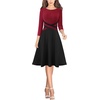 image:imageVFSHOW Womens Front Zipper Work Business Casual Office Church A Line DressDark Red and Black