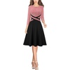 image:imageVFSHOW Womens Front Zipper Work Business Casual Office Church A Line DressDusty Pink and Black
