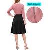 image:imageVFSHOW Womens Front Zipper Work Business Casual Office Church A Line DressDusty Pink and Black