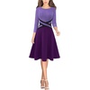 image:imageVFSHOW Womens Front Zipper Work Business Casual Office Church A Line DressLight Purple Black Purple