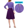 image:imageVFSHOW Womens Front Zipper Work Business Casual Office Church A Line DressLight Purple Black Purple