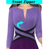 image:imageVFSHOW Womens Front Zipper Work Business Casual Office Church A Line DressLight Purple Black Purple