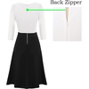 image:imageVFSHOW Womens Front Zipper Work Business Casual Office Church A Line DressOff White and Black