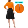 image:imageVFSHOW Womens Front Zipper Work Business Casual Office Church A Line DressOrange and Black