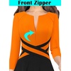 image:imageVFSHOW Womens Front Zipper Work Business Casual Office Church A Line DressOrange and Black