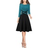 image:imageVFSHOW Womens Front Zipper Work Business Casual Office Church A Line DressPeacock Blue and Black