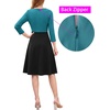 image:imageVFSHOW Womens Front Zipper Work Business Casual Office Church A Line DressPeacock Blue and Black