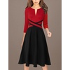 image:imageVFSHOW Womens Front Zipper Work Business Casual Office Church A Line DressRed and Black