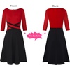 image:imageVFSHOW Womens Front Zipper Work Business Casual Office Church A Line DressRed and Black