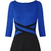 image:imageVFSHOW Womens Front Zipper Work Business Casual Office Church A Line DressRoyal Blue and Black