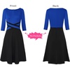 image:imageVFSHOW Womens Front Zipper Work Business Casual Office Church A Line DressRoyal Blue and Black