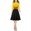 image:imageVFSHOW Womens Front Zipper Work Business Casual Office Church A Line DressYellow and Black