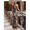 image:imageVFSHOW Womens Halter Neck Cocktail Wedding Guest Bodycon Evening Long DressBlack and Multi Floral Printb