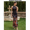 image:imageVFSHOW Womens Halter Neck Cocktail Wedding Guest Bodycon Evening Long DressBlack and Multi Floral Printc