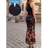 image:imageVFSHOW Womens Halter Neck Cocktail Wedding Guest Bodycon Evening Long DressBlack and Multi Floral Printc