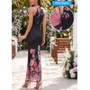 image:imageVFSHOW Womens Halter Neck Cocktail Wedding Guest Bodycon Evening Long DressBlack and Pink Floral Print