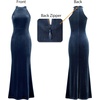 image:imageVFSHOW Womens Halter Neck Cocktail Wedding Guest Bodycon Evening Long DressHaze Blue Velvet